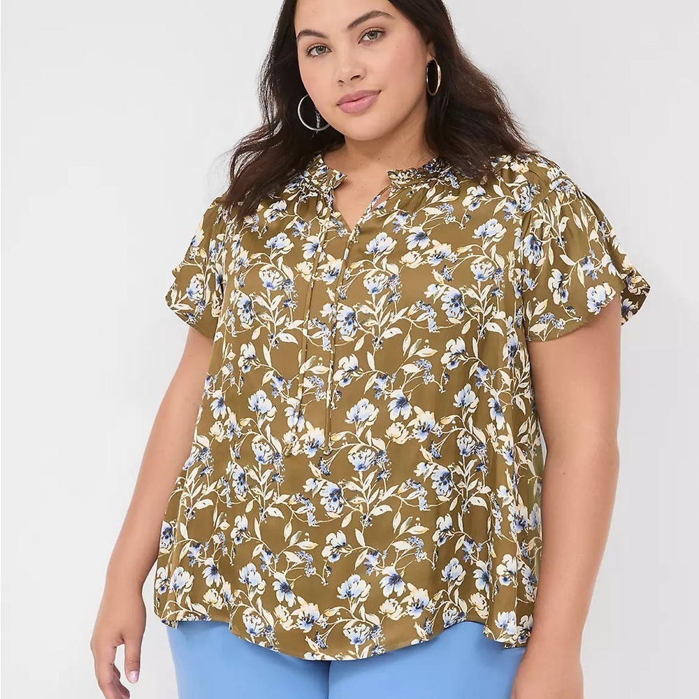 Notch-Neck Satin & Knit Top from Lane‎ Bryant